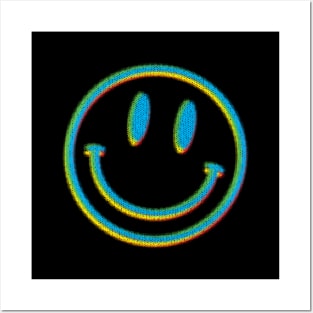 Acid Smiley in blue Posters and Art